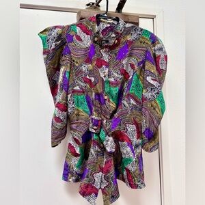 Vintage Colorful Abstract Women's Blouse